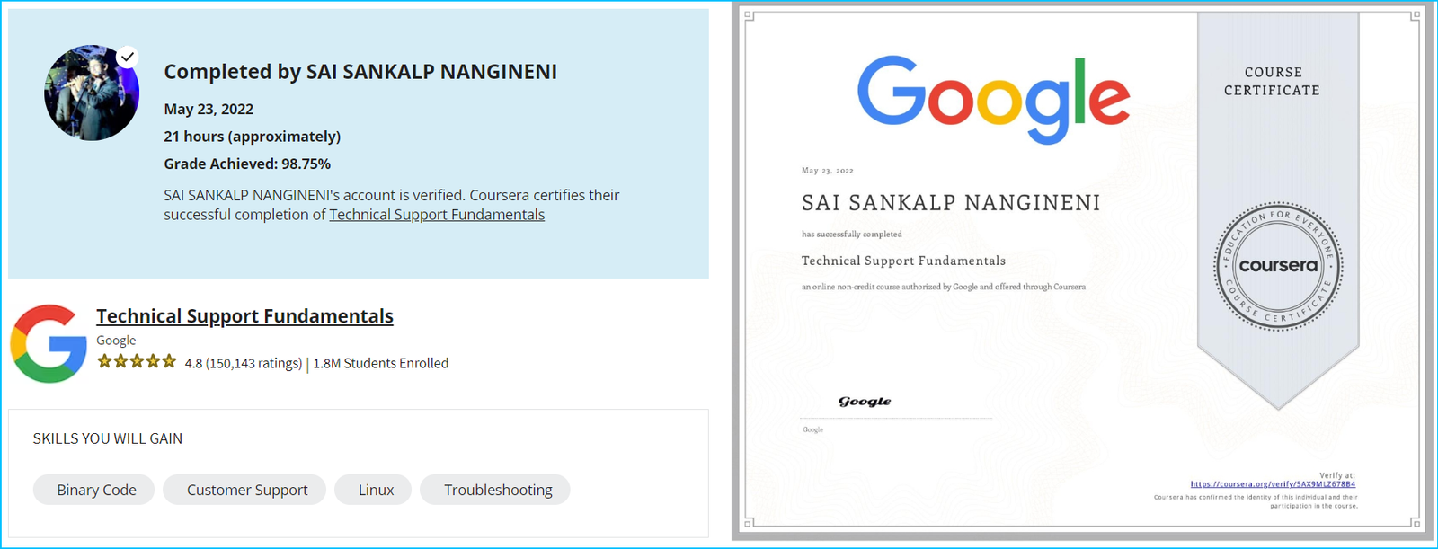 Technical Support Google Sai Sankalp Nangineni