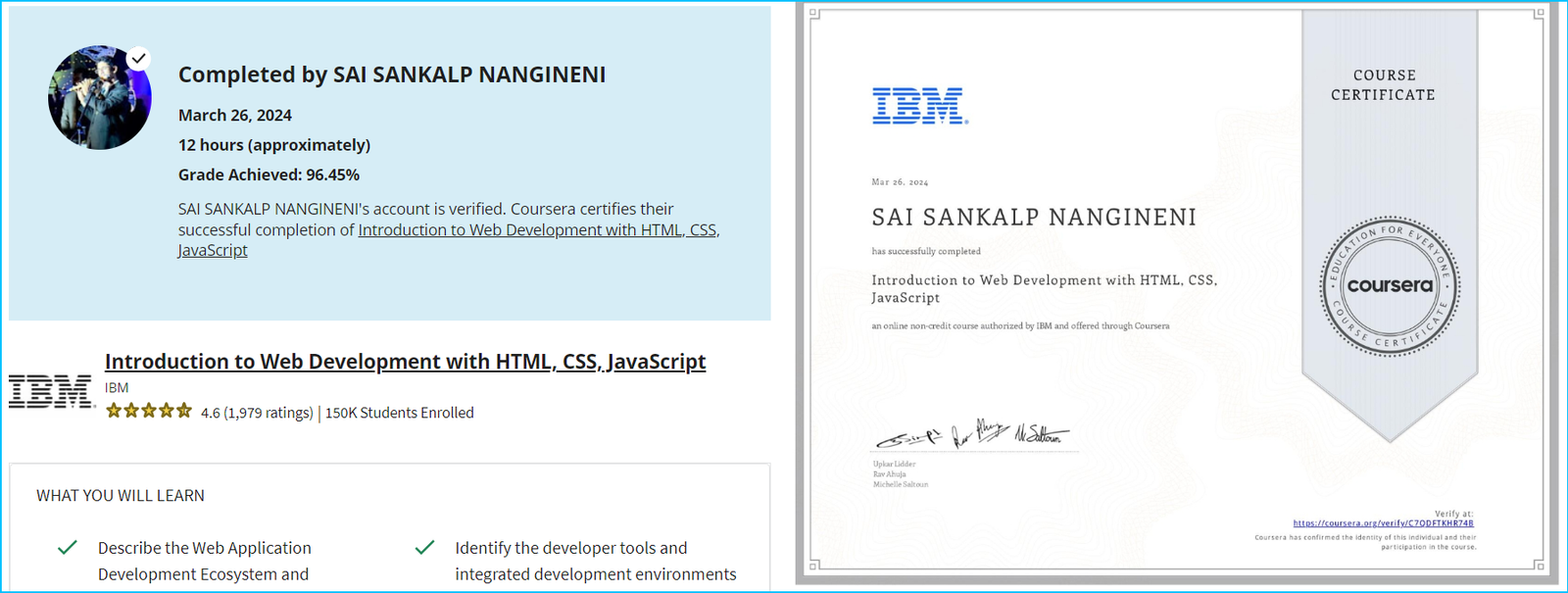 Web Dev with CSS HTML Javascript by Sai Sankalp